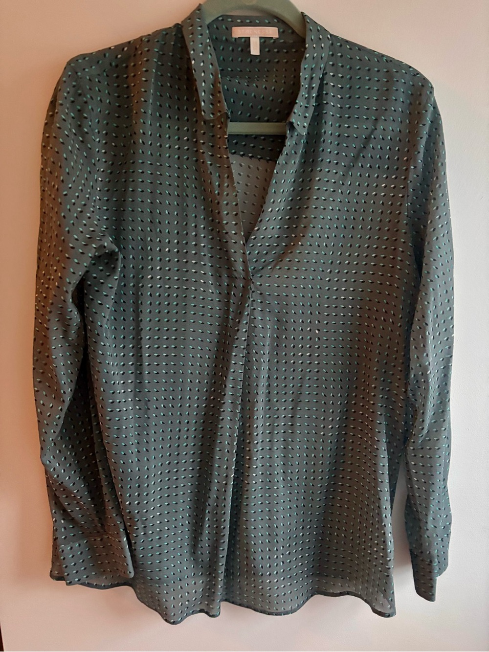 STRENESSE Black Blouse with Mint Dot Print